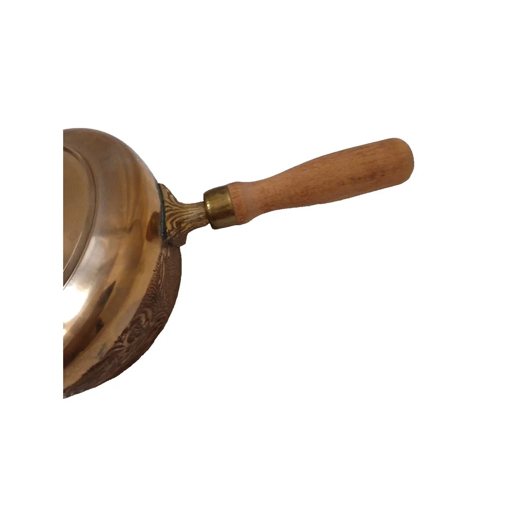 Exotic Copper Sauce Pot Wood Handle‎ Hammered Design Fondue Party Vintage Patina